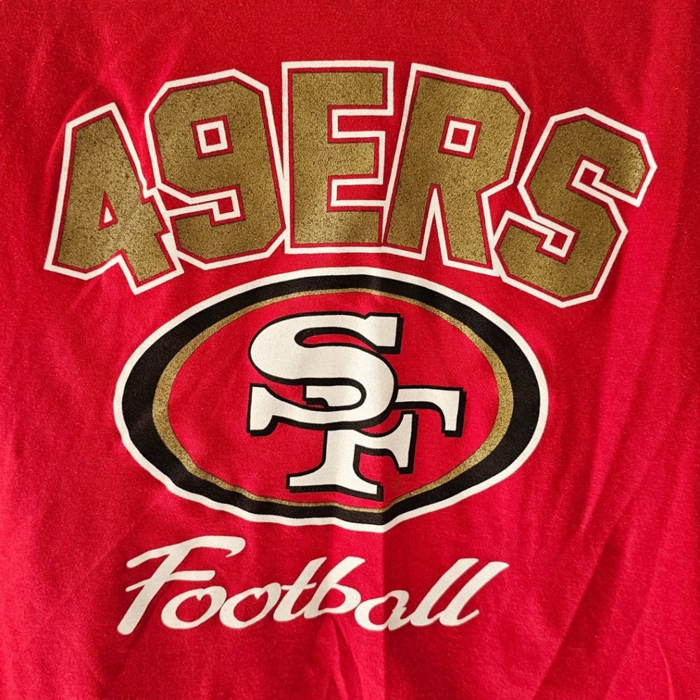 Majestic San Francisco 49ers V-Neck T-Shirt | EUC | Small | Red White Gold Black - Picture 4 of 7
